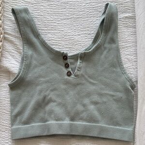 Sage Green Ribbed Women's Tank Top